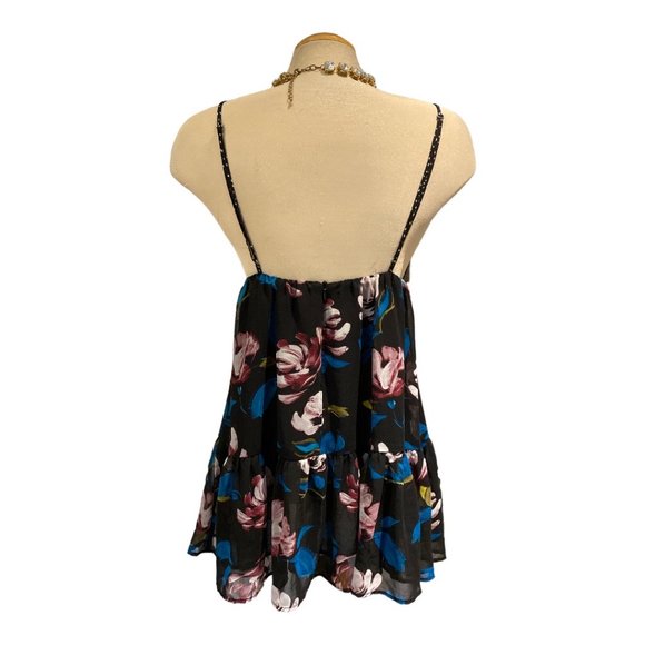 FOREVER 21 Mini Dress Size Medium Lined Floral and Dots Spaghetti Straps - Picture 6 of 12